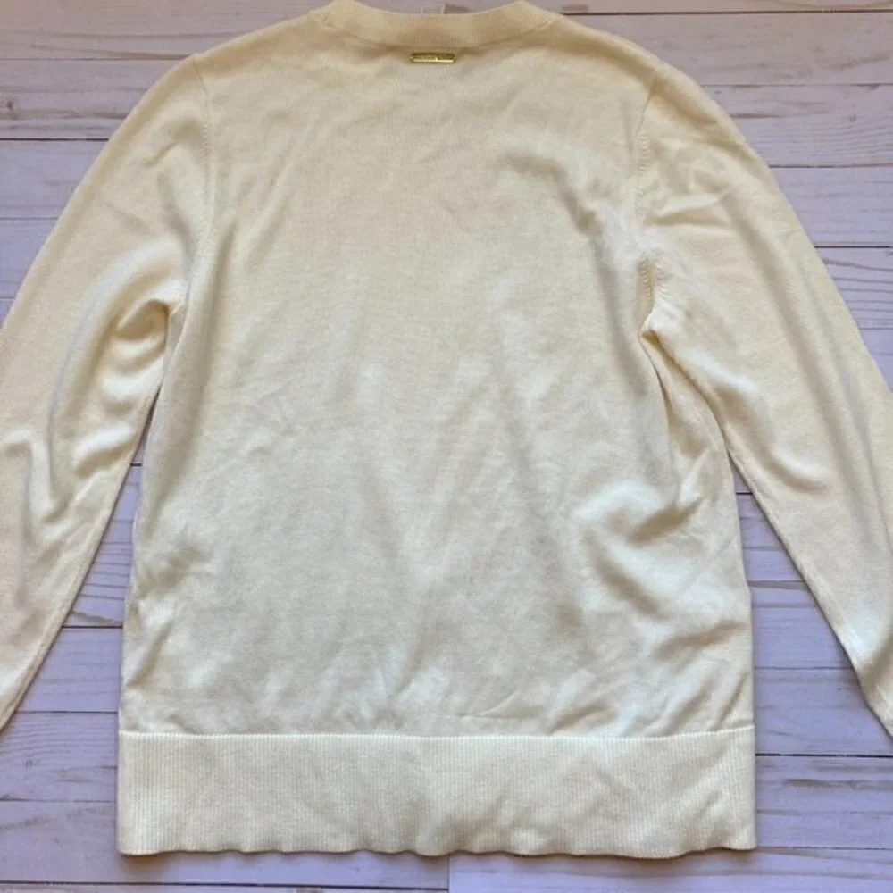 Michael Kors Bone Long Sleeve Side-Snap Pullover Sweater Sz M